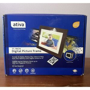 New Ativa Digital Wood/Black Photo Frame 8.5 x 11 Remote 256mb Memory